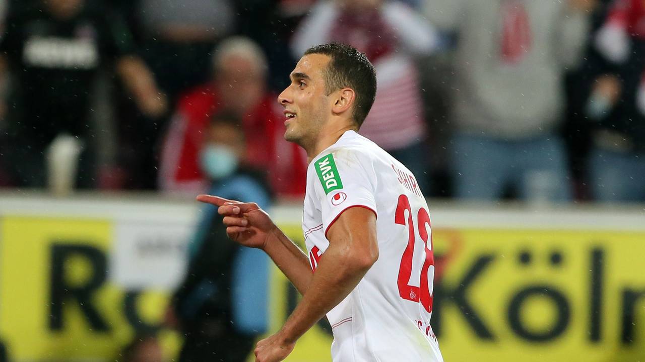 Ellyes Skhiri bejubelt ein Tor für den 1. FC Köln.