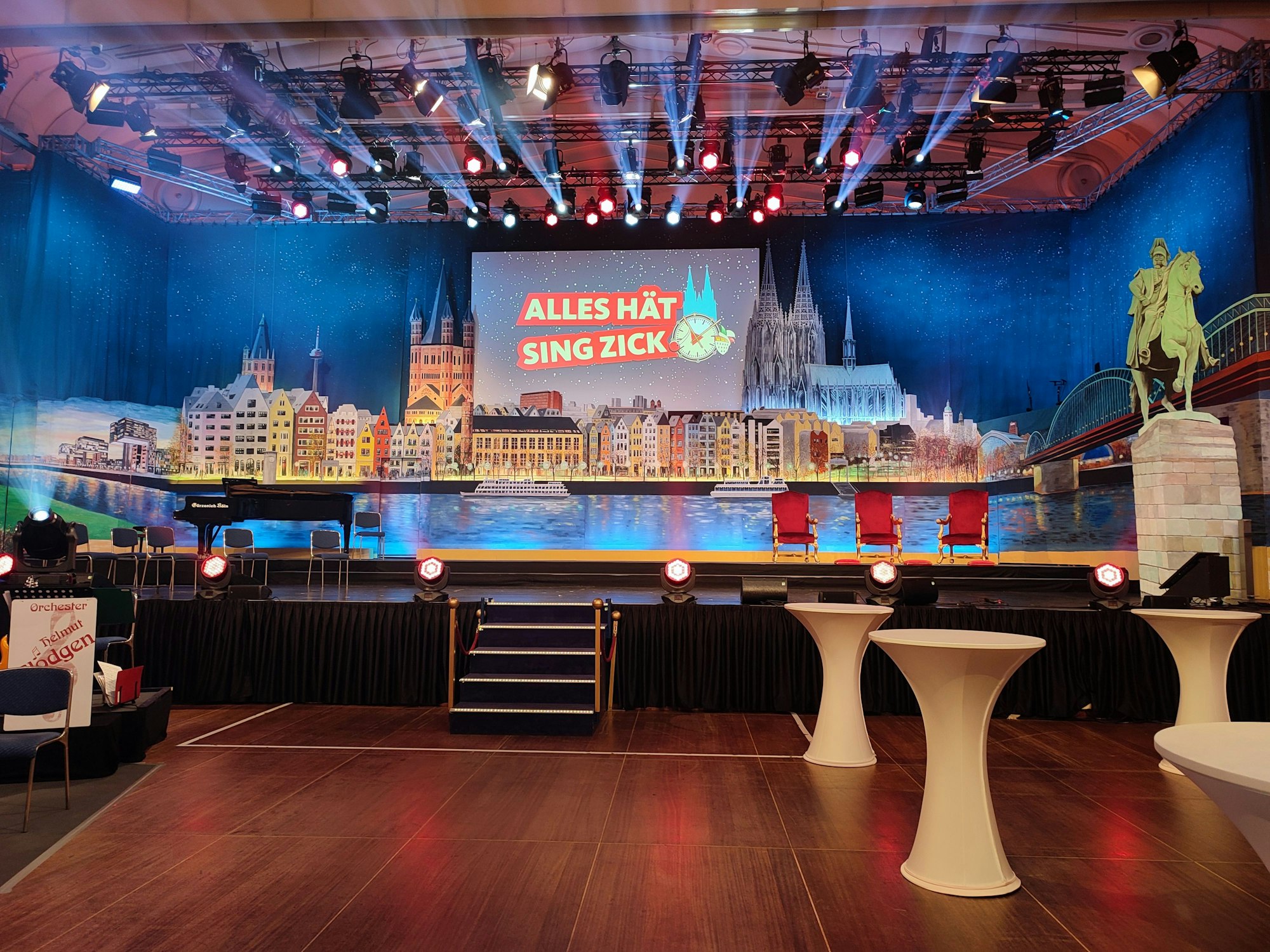Das Bühnenbild des Gürzenich bei der Proklamaion in Köln am 7. Januar 2022.