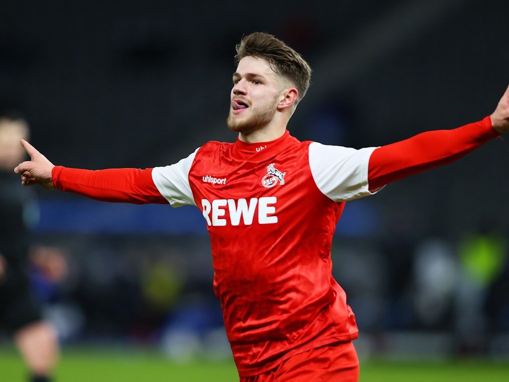 Jan Thielmann jubelt gegen Hertha BSC.