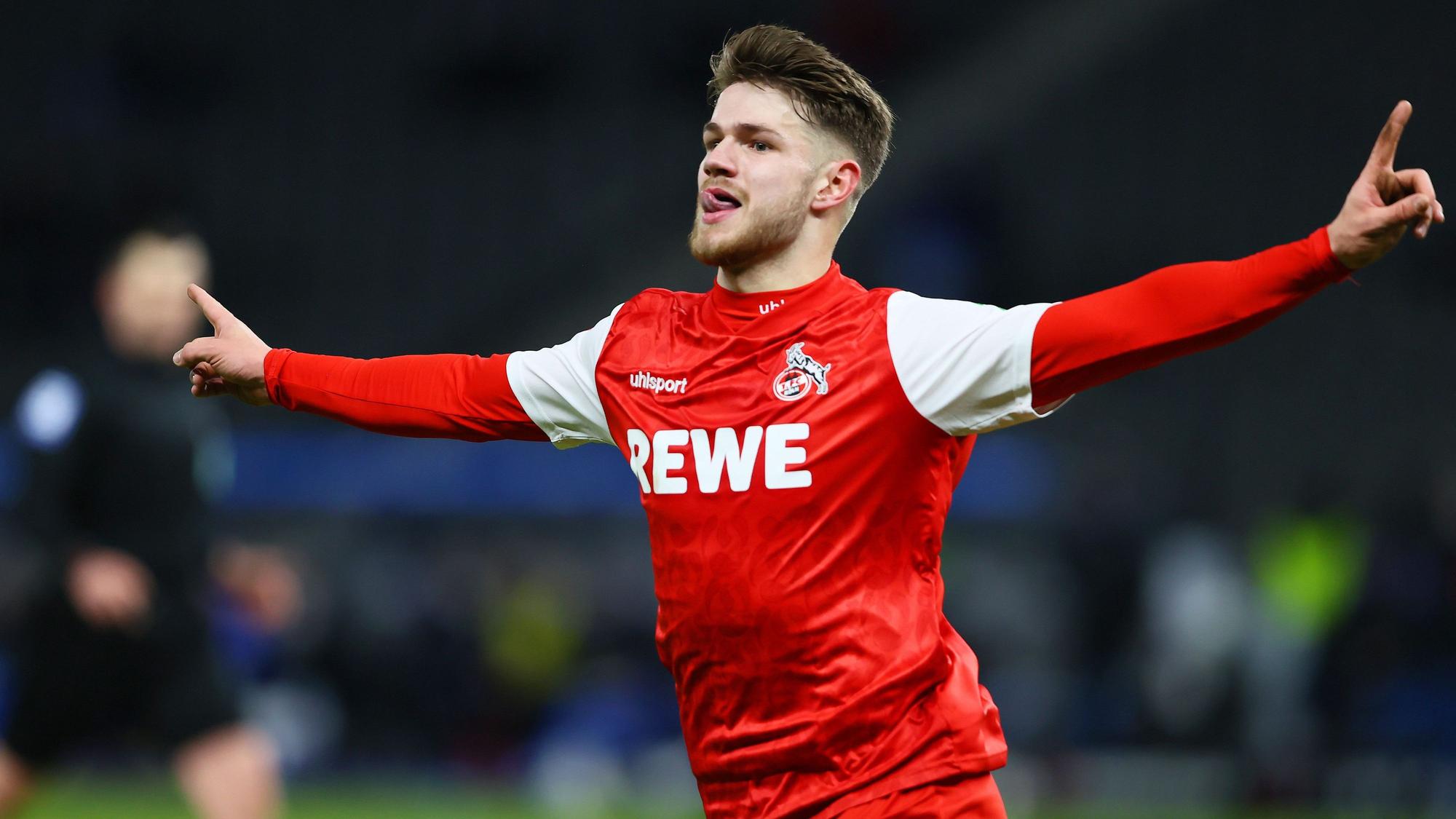 Jan Thielmann jubelt gegen Hertha BSC.