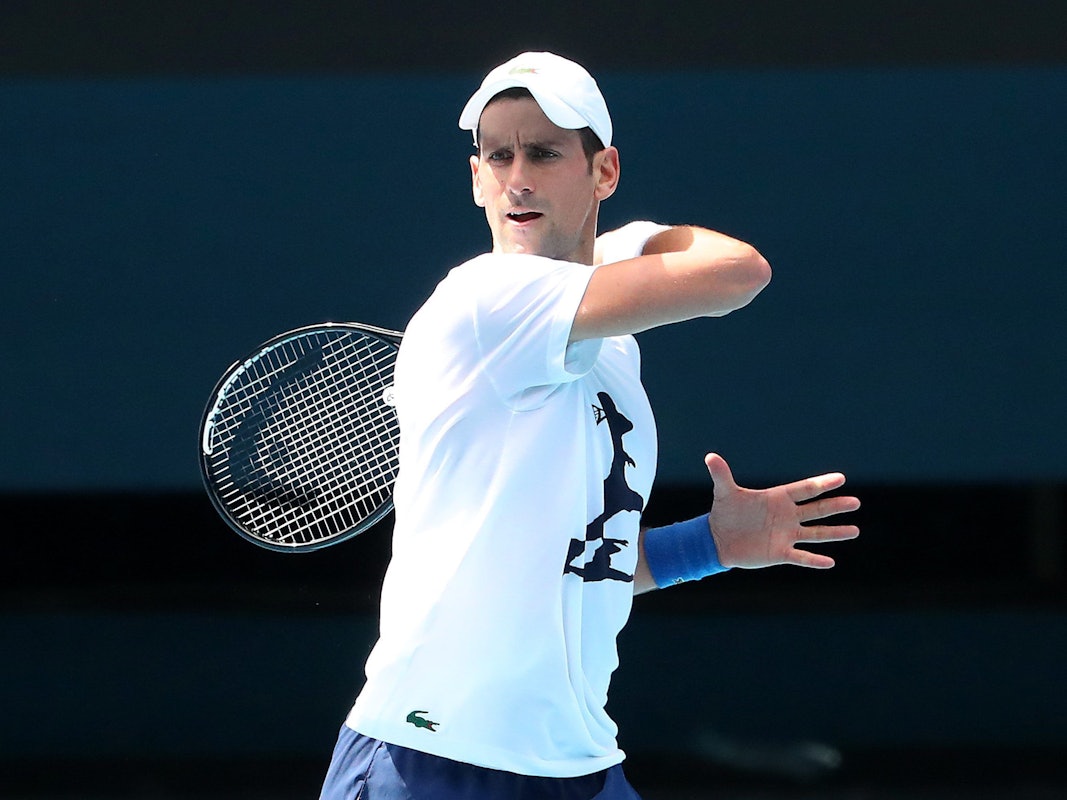 Novak Djokovic trainiert in der Rod Laver Arena
