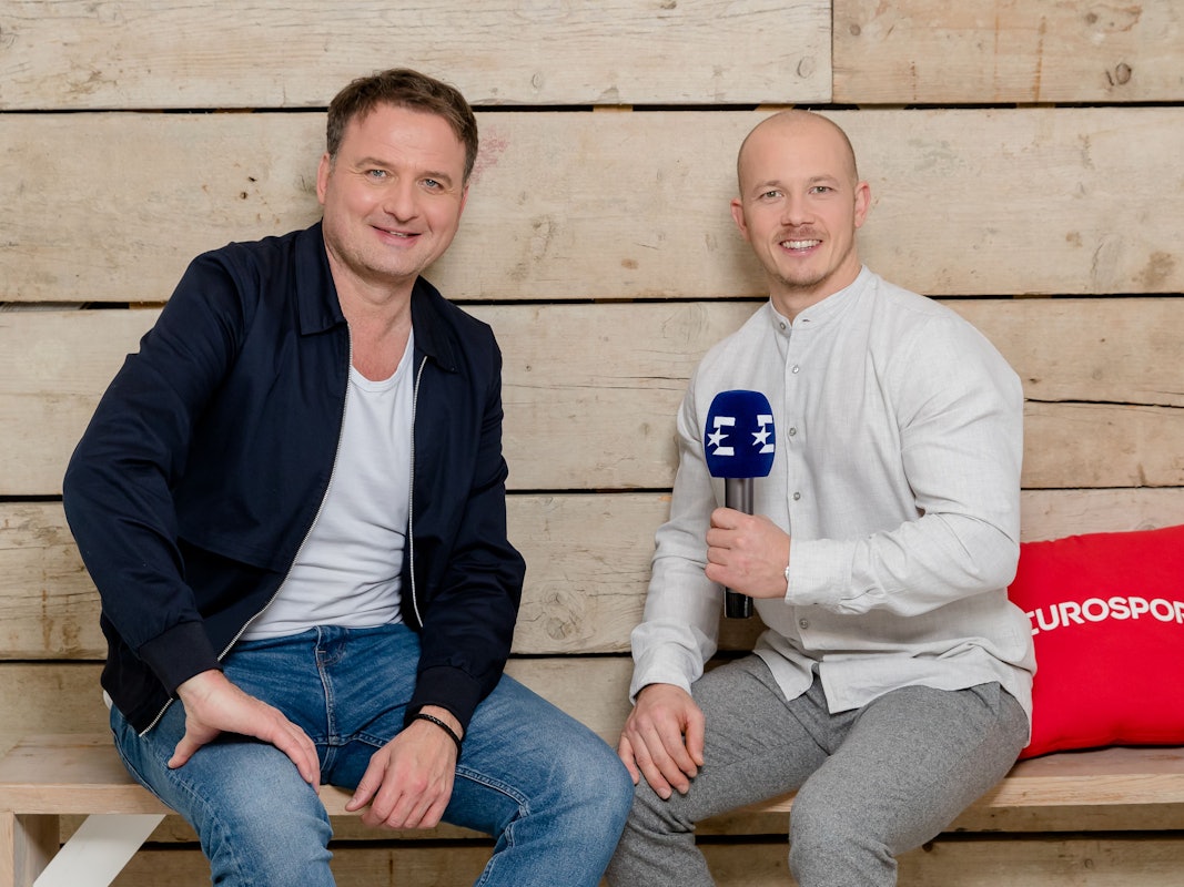 Thomas Wagner und Fabian Hambüchen moderieren die Olympia-Übertragung für Eurosport. Foto in Pressemail von Eurosport.