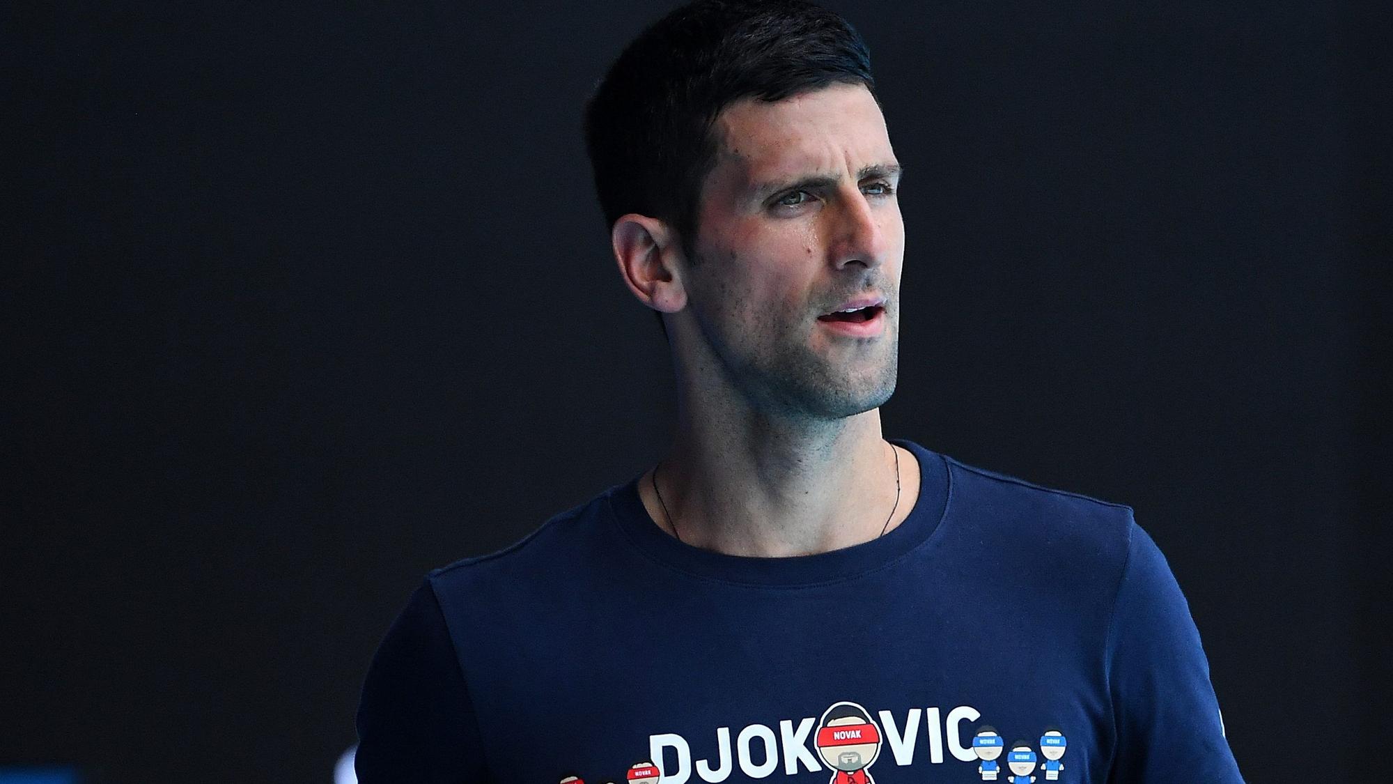 Tennis-Profi Novak Djokovic bei einer Trainingseinheit in Melbourne.