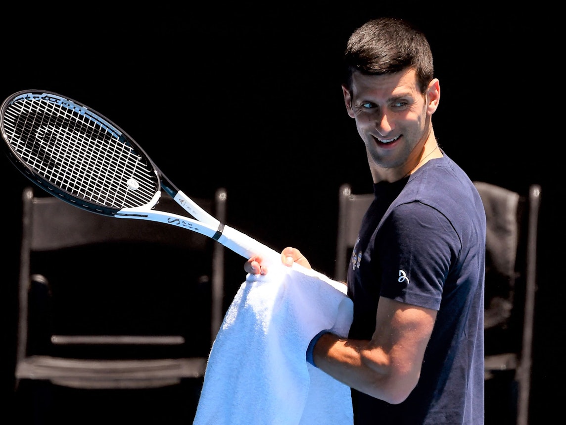 Novak Djokovic auf dem Trainingsplatz in Australien