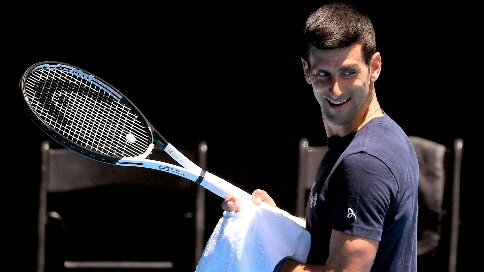 Novak Djokovic auf dem Trainingsplatz in Australien