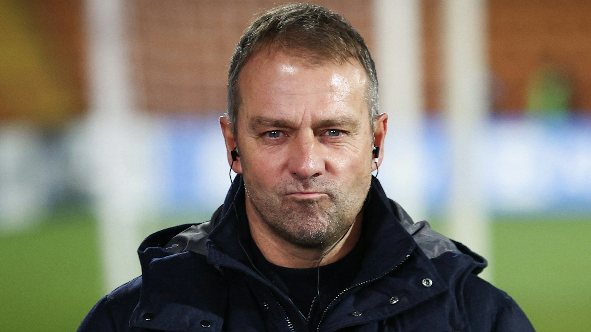 Bundestrainer Hansi Flick gibt nach dem Spiel ein Interview.