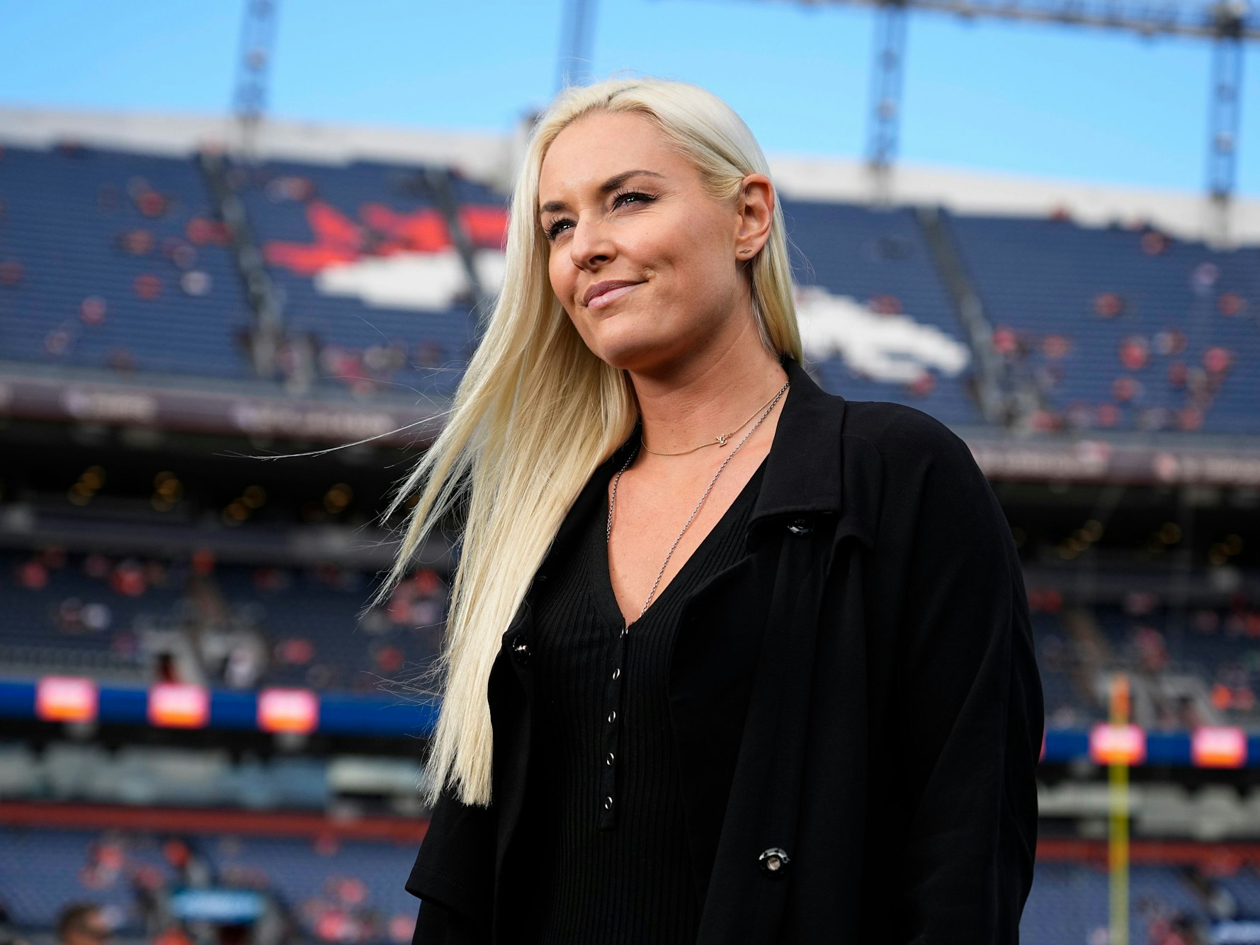 Lindsey Vonn im Stadion der Denver Broncos.
