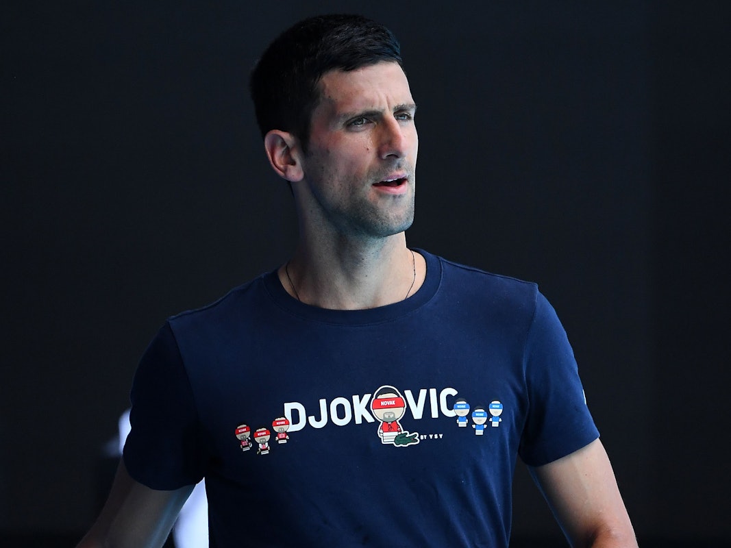 Novak Djokovic aus Serbien ist während einer Trainingseinheit im Melbourne Park in Melbourne zu sehen