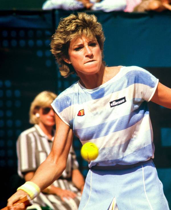 Chris Evert in Aktion 1985.
