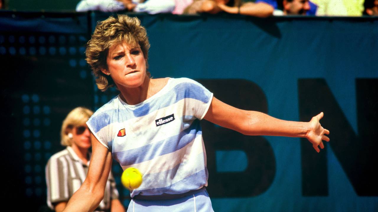 Chris Evert in Aktion 1985.