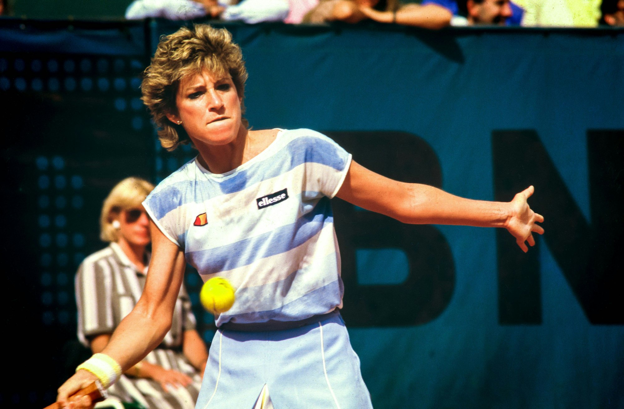 Chris Evert in Aktion 1985.