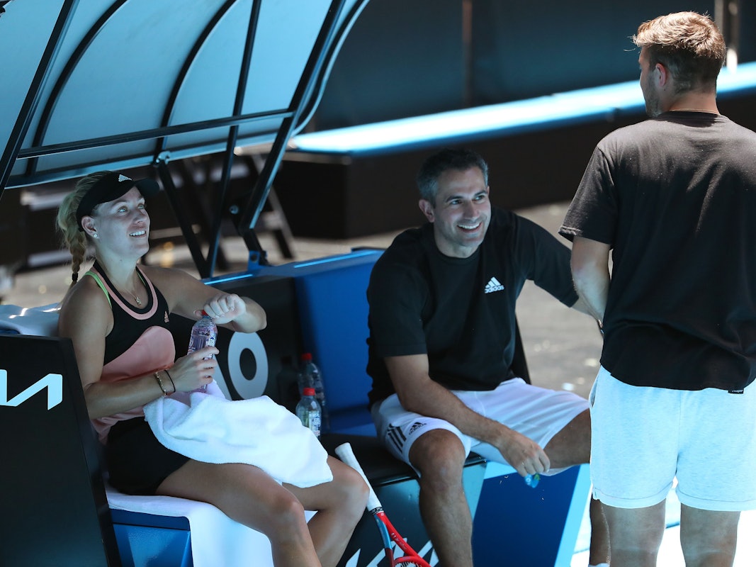 Franco Bianco neben Angelique Kerber im Training