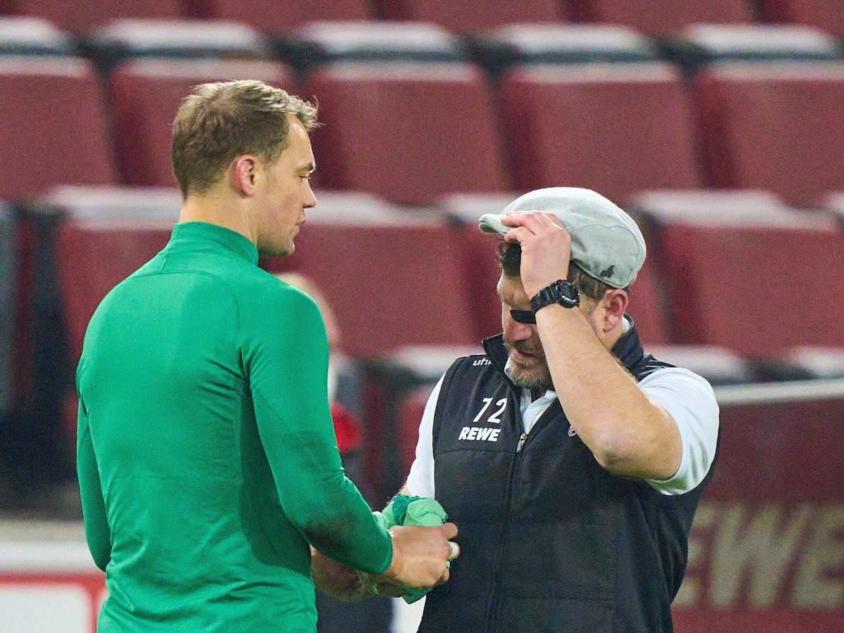 Steffen Baumgart und Manuel Neuer nach dem Spiel 1. FC Köln gegen Bayern München