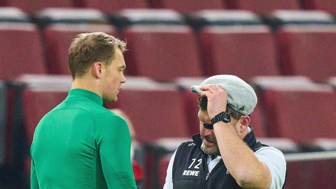 Steffen Baumgart und Manuel Neuer nach dem Spiel 1. FC Köln gegen Bayern München