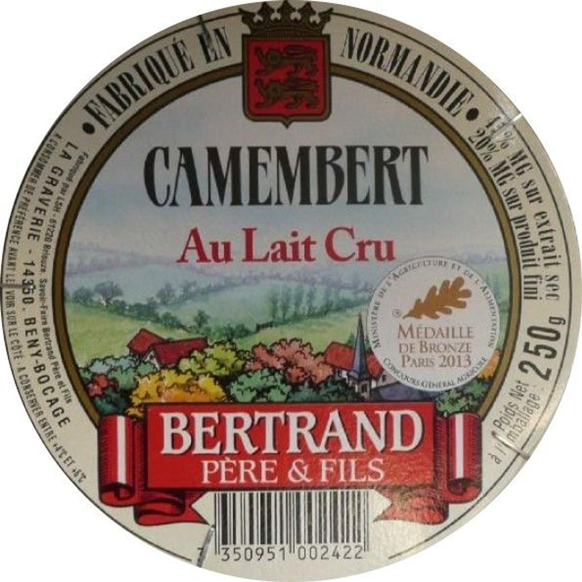 Rückruf von Käse wegen Verseuchung mit Bakterien: Betroffen ist das Produkt Camembert Bertrand (Camembert de Terroir au lait cru).