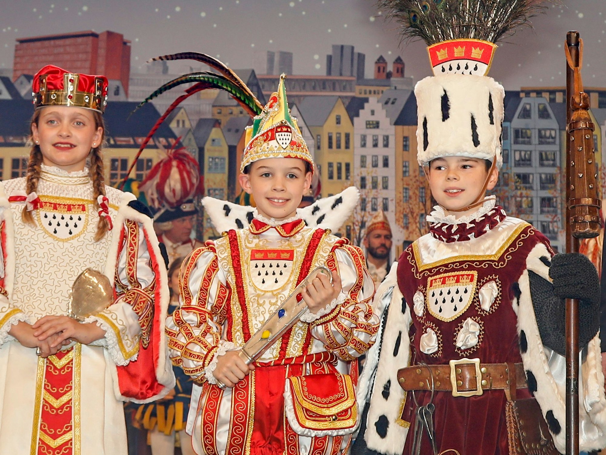 Gruppenfoto des Kölner Kinderdreigestirns