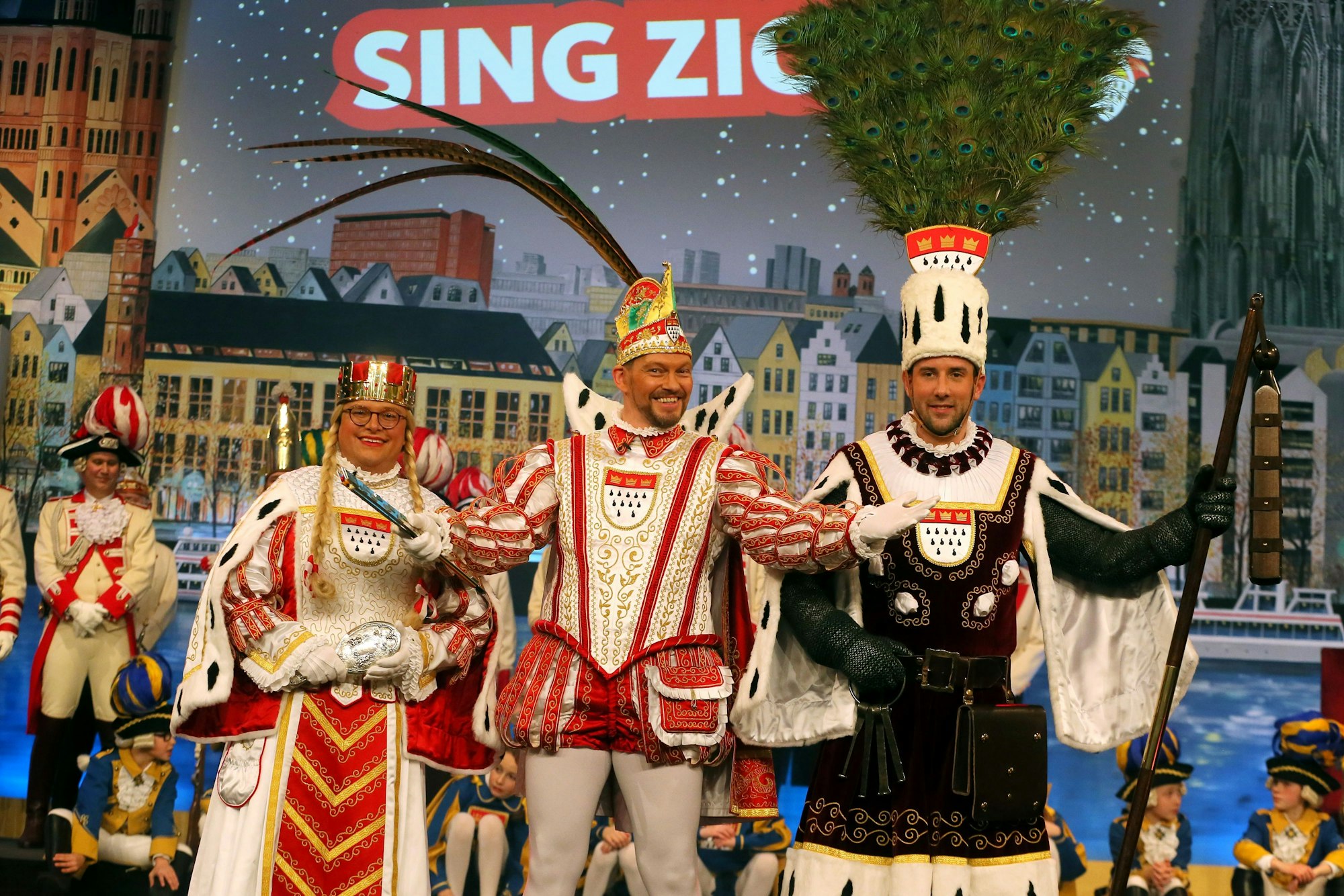 Das Kölner Dreigestirn bei der Proklamation im Gürzenich.