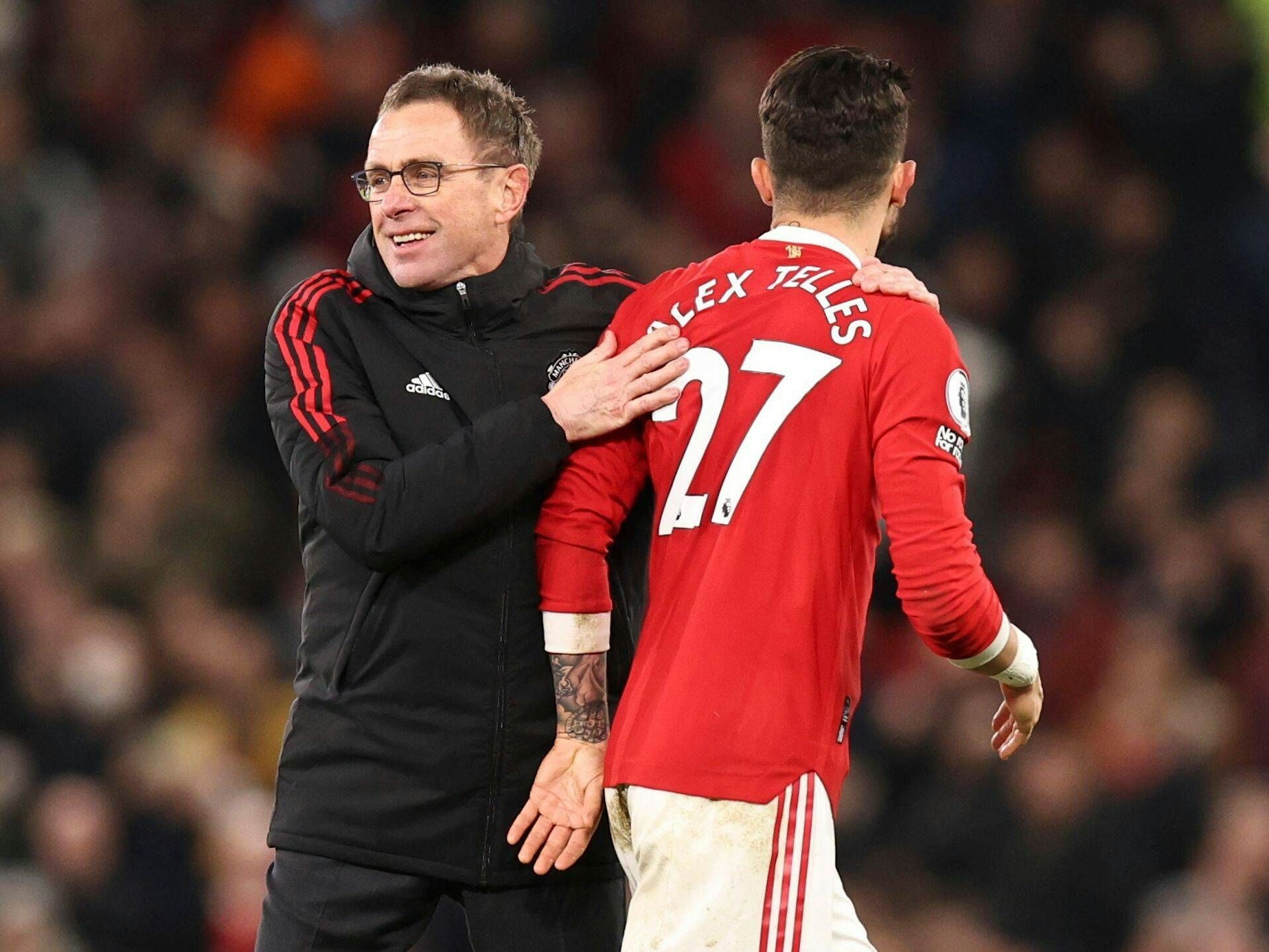 Coach Ralf Rangnick und Alex Telles.