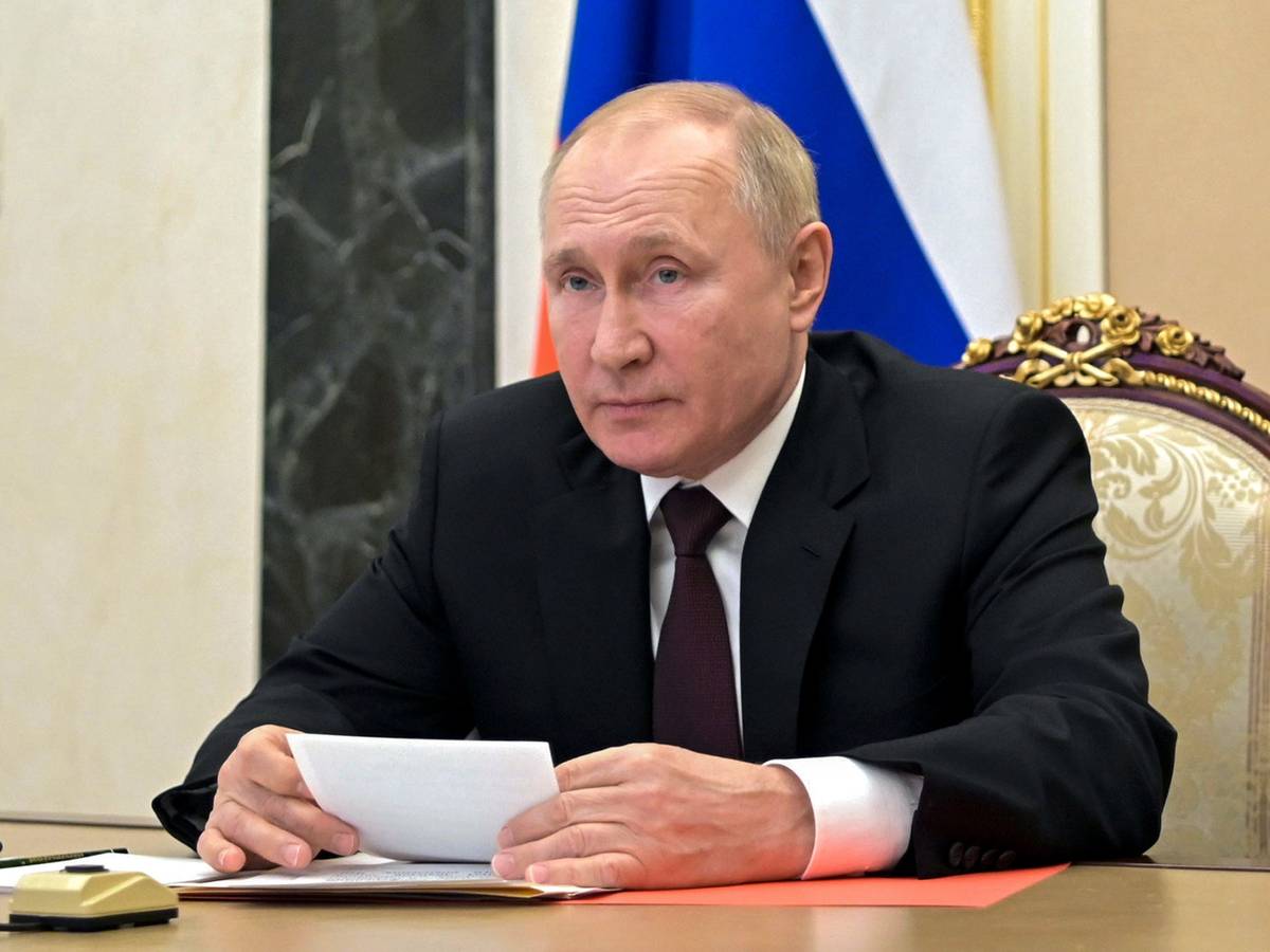 Wladimir Putin, Präsident von Russland, leitet eine Sicherheitssitzung am 21. Januar 2022.