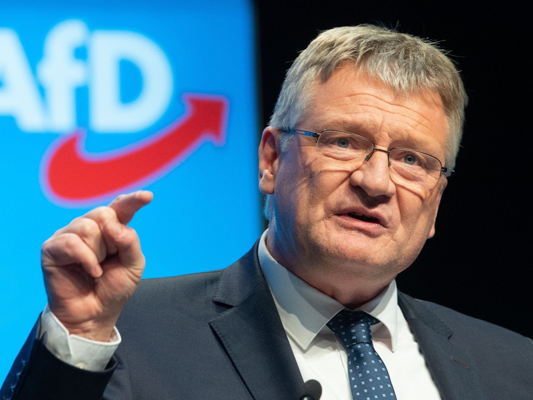 Jörg Muthen spricht auf dem AfD-Parteitag.