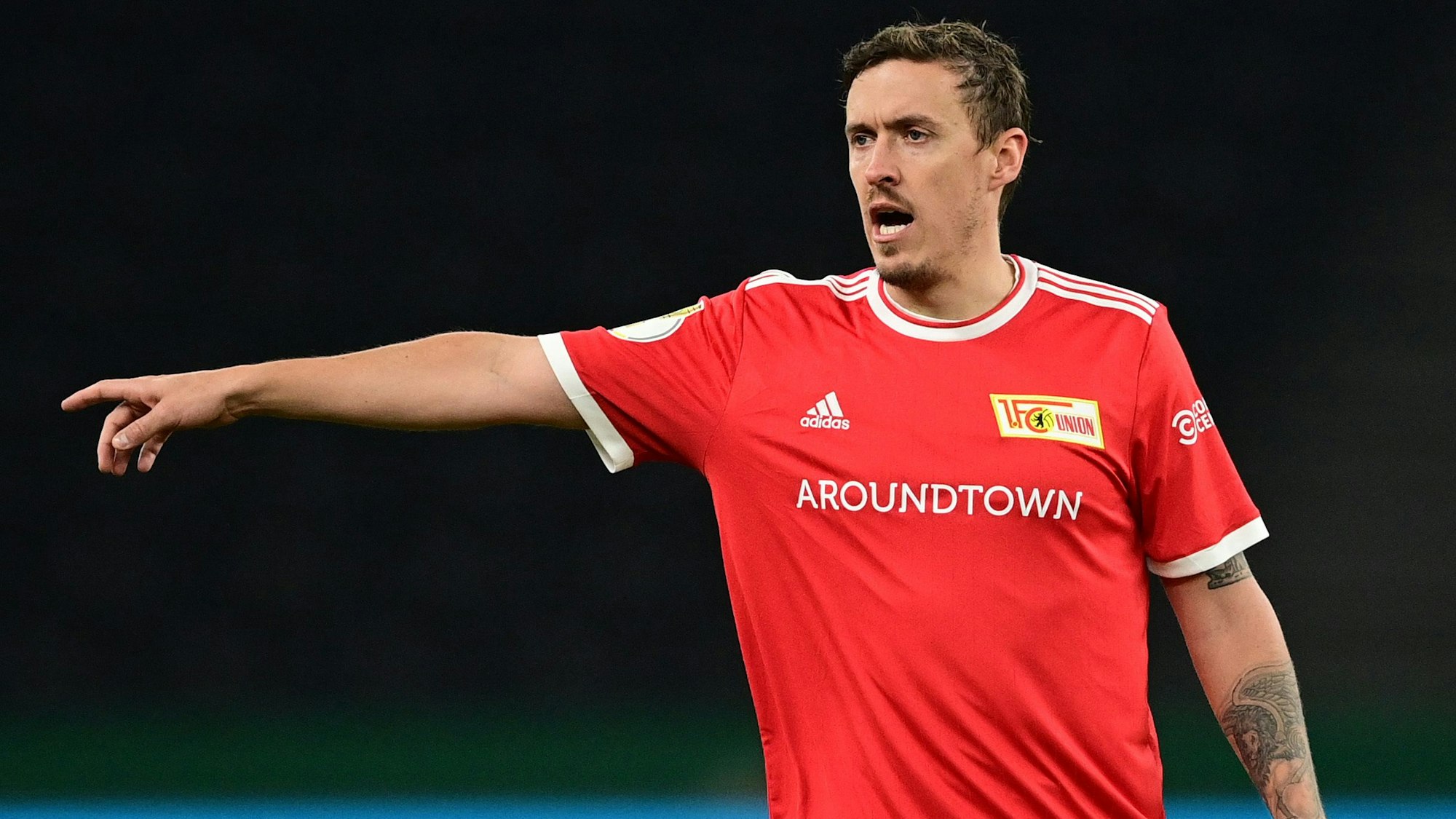 Fußball: DFB-Pokal, Hertha BSC - 1. FC Union Berlin, Achtelfinale, Olympiastadion. Unions Max Kruse gestikuliert.