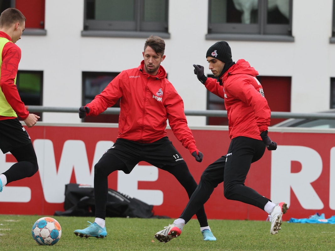 Ellyes Skhiri und Mark Uth im Training des 1. FC Köln.