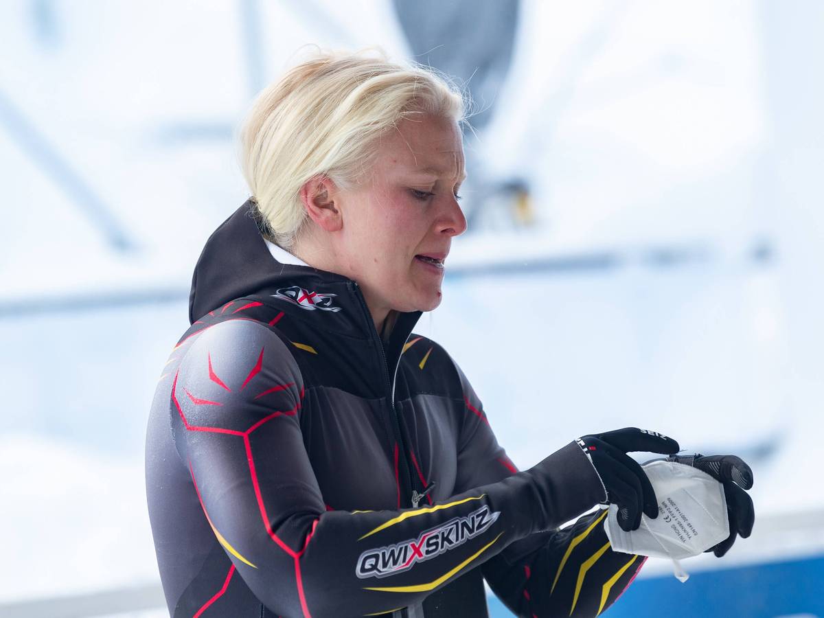 Skeleton-Pilotin Kim Meylemans am 10. Februar 2021 in Altenberg, Deutschland.