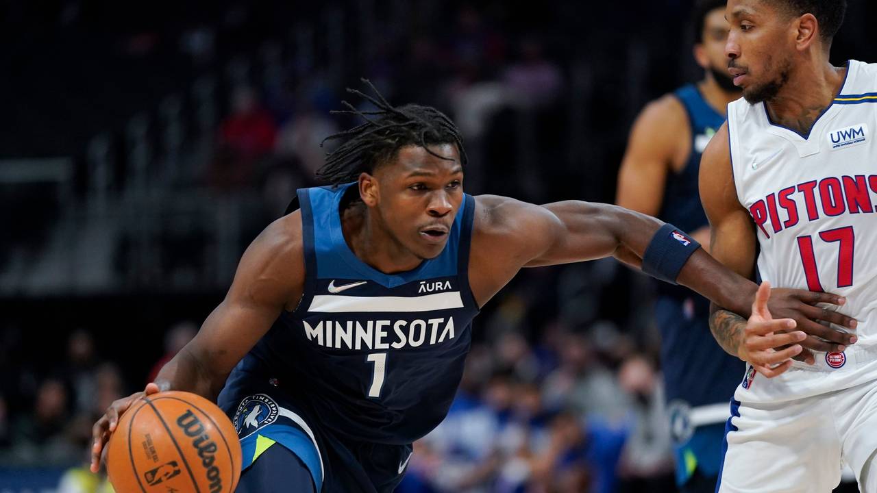 NBA-Star Anthony Edwards von den Minnesota Timberwolves bei einem Spiel gegen die Detroit Pistons am 3. Februar 2022.