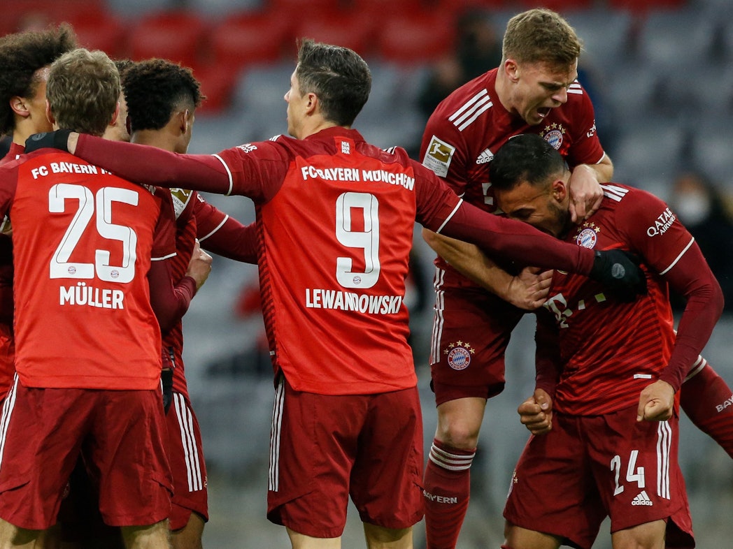Der FC Bayern jubelt am Samstag (5. Februar 2022) über den Heimsieg gegen RB Leipzig.