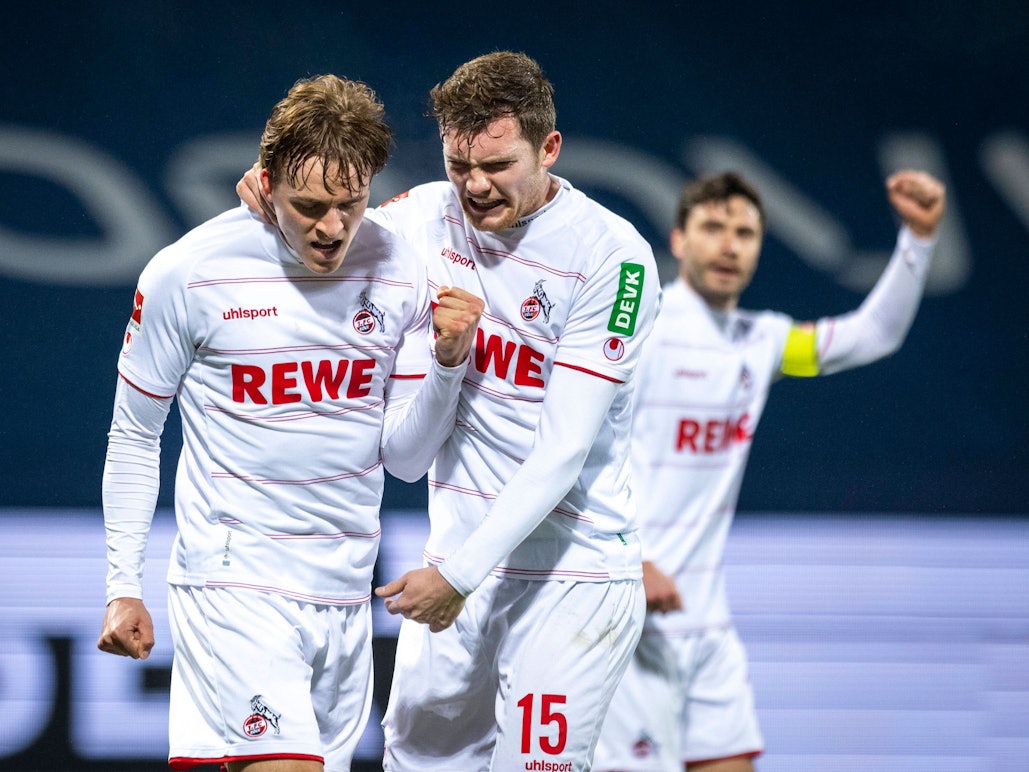 Timo Hübers jubelt mit Luca Kilian für den 1. FC Köln gegen den VfL Bochum.