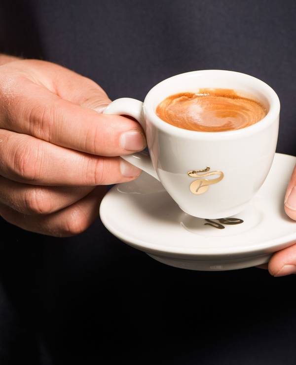 Eine Tasse Kaffee von Tchibo. Das Bild entstand am 4. April 2019.
