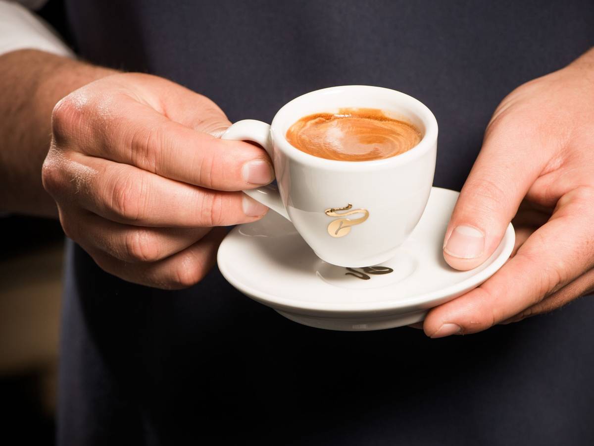Eine Tasse Kaffee von Tchibo. Das Bild entstand am 4. April 2019.