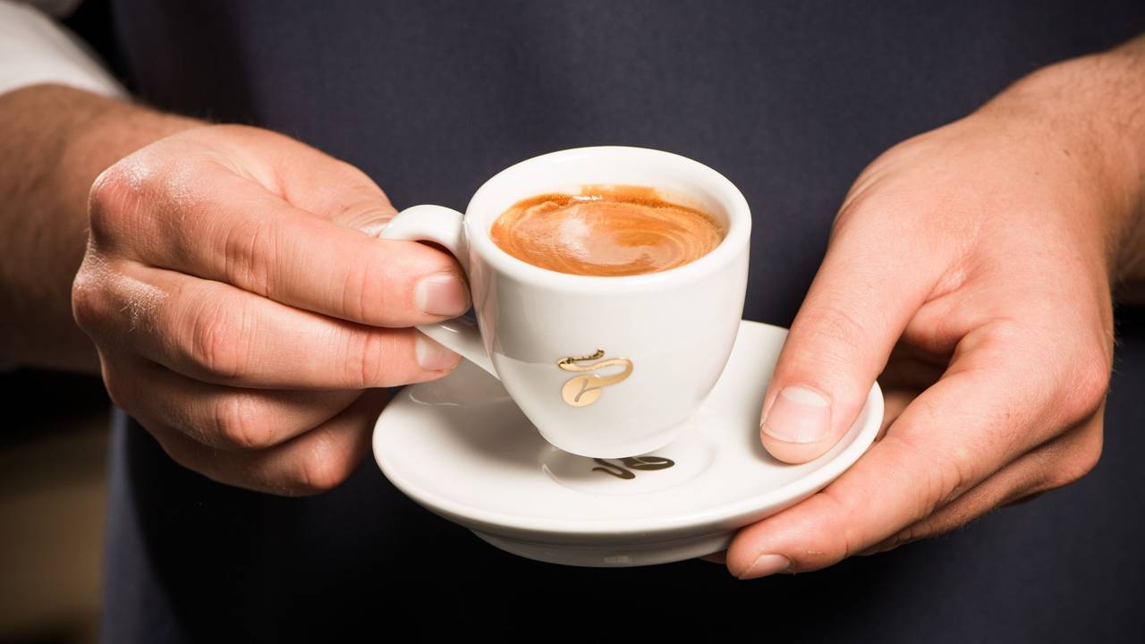 Eine Tasse Kaffee von Tchibo. Das Bild entstand am 4. April 2019.