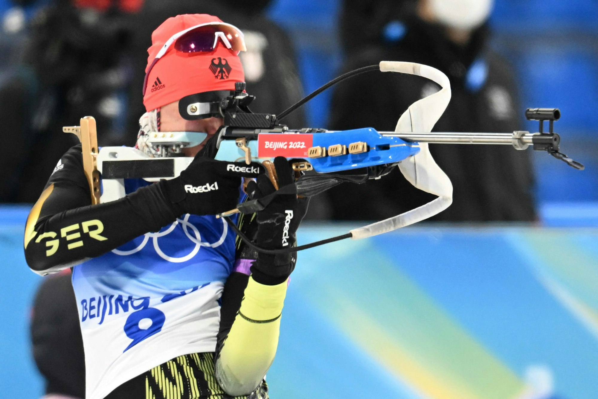 Denise Herrmann am Schießstand bei Olympia.