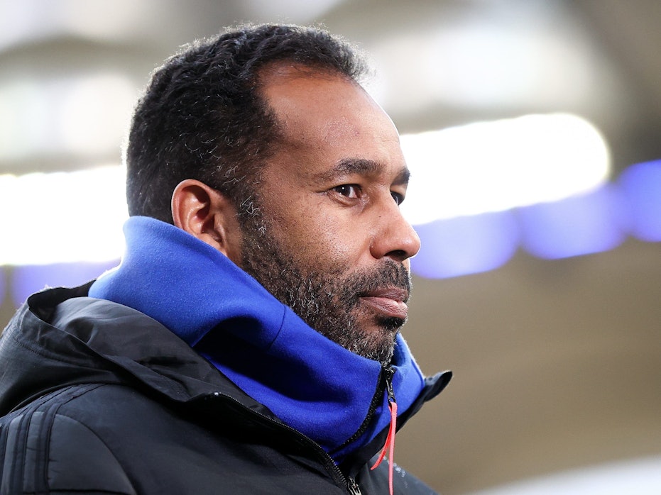 Hamburgs damaliger Trainer Daniel Thioune in Hamburg beim Spiel zwischen dem Hamburger SV und Darmstadt 98 am 9. April 2021.