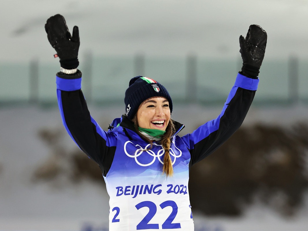 Bronze! Dorothea Wierer vom Team Italien freut sich über Edelmetall.
