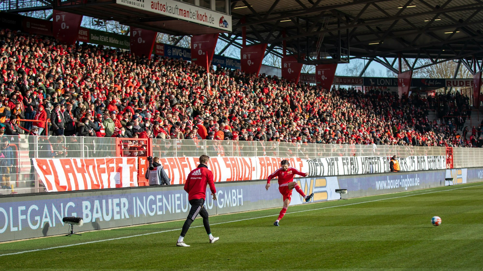 Das Team von Union Berlin beim Aufwärmen