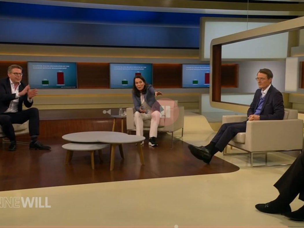 Markus Blume (CSU-Generalsekretär, l.)  und Bundesgesundheitsminister Karl Lauterbach (SPD) lieferten sich bei Anne Will einen Schlagabtausch.