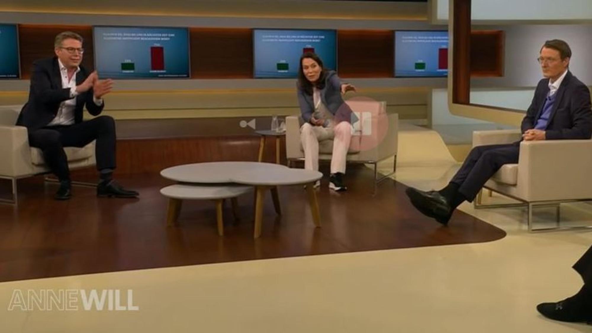 Markus Blume (CSU-Generalsekretär, l.) und Bundesgesundheitsminister Karl Lauterbach (SPD) lieferten sich bei Anne Will einen Schlagabtausch.