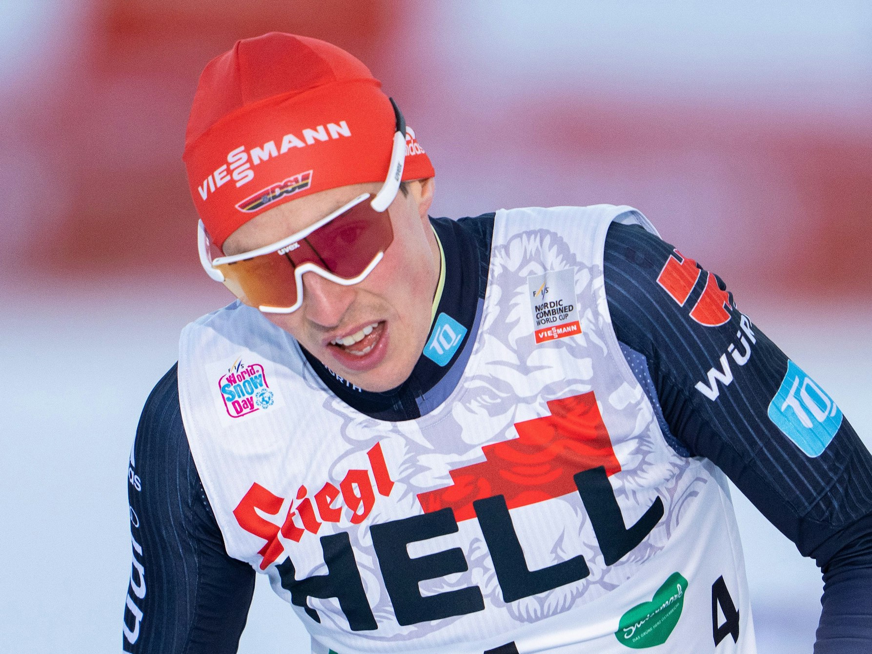 Eric Frenzel aus Deutschland in Aktion beim Weltcup in Ramsau am 19. Dezember 2021.