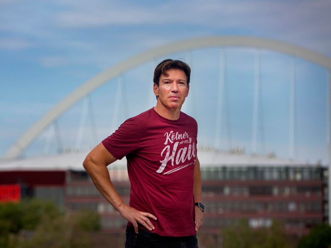 Interview-Termin mit Uwe Krupp auf dem Dach der Kölnarena 2.