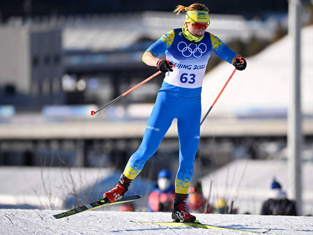 Die Ukrainerin Valentyna Kaminska am 8. Februar 2022 beim Qualifikationsrennen im Langlauf-Sprint in Peking.