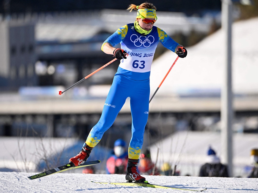 Die Ukrainerin Valentyna Kaminska am 8. Februar 2022 beim Qualifikationsrennen im Langlauf-Sprint in Peking.