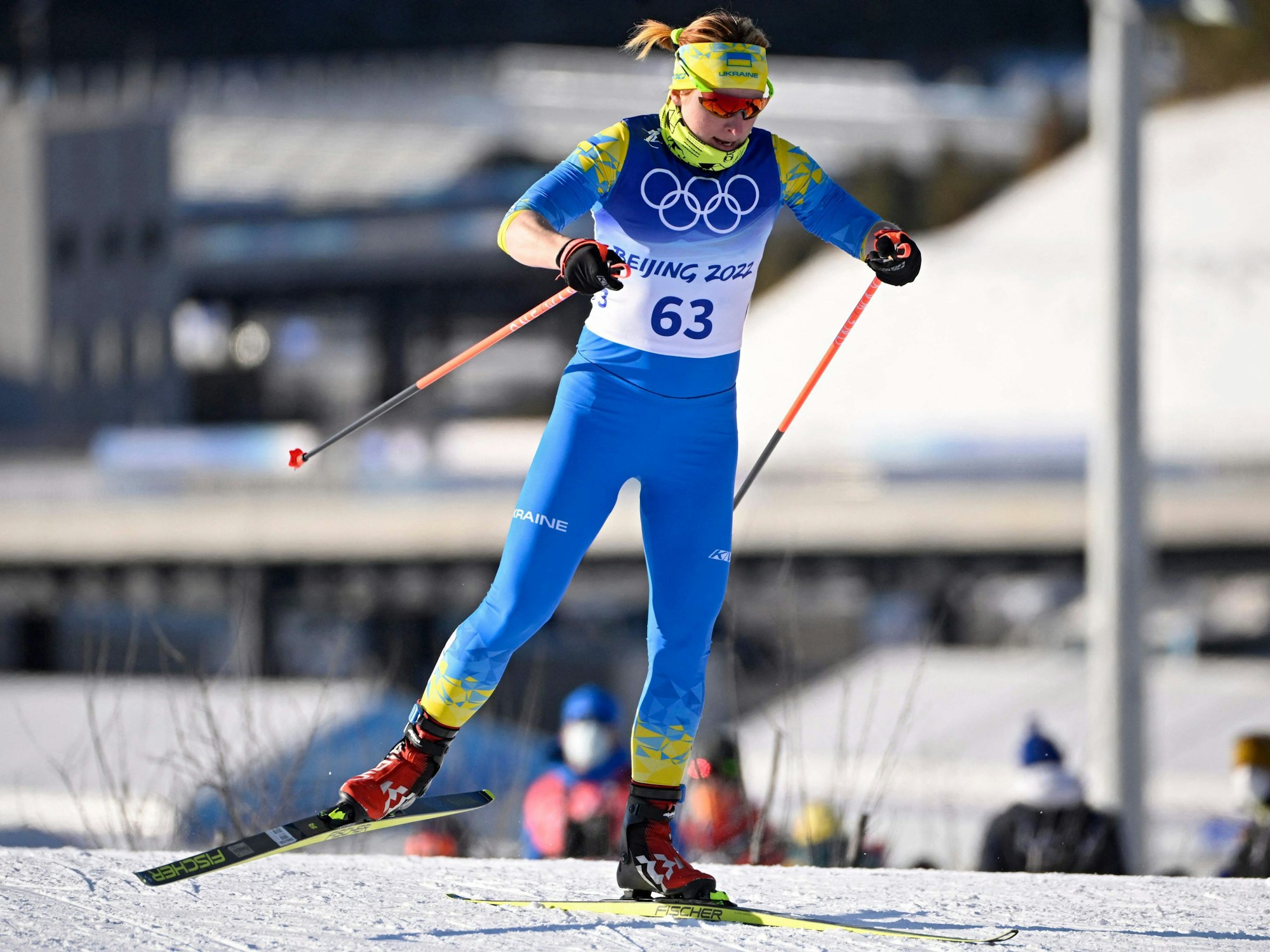 Die Ukrainerin Valentyna Kaminska am 8. Februar 2022 beim Qualifikationsrennen im Langlauf-Sprint in Peking.
