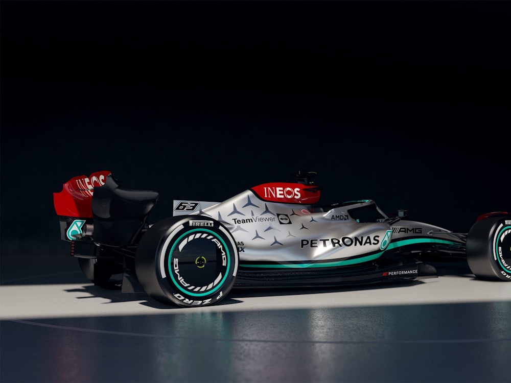 Der neue Formel-1-Mercedes (Mercedes-AMG F1 W13 E Performance) ist wieder silber. Der W13 des deutschen Werksrennstalls wurde am Freitag in Silverstone vorgestellt.