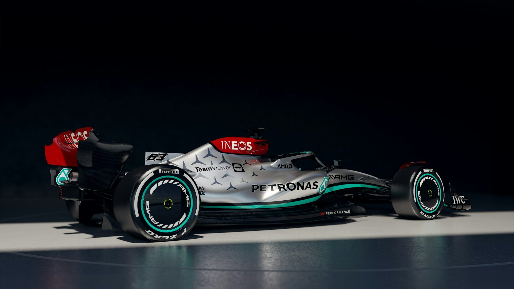 Der neue Formel-1-Mercedes (Mercedes-AMG F1 W13 E Performance) ist wieder silber. Der W13 des deutschen Werksrennstalls wurde am Freitag in Silverstone vorgestellt.
