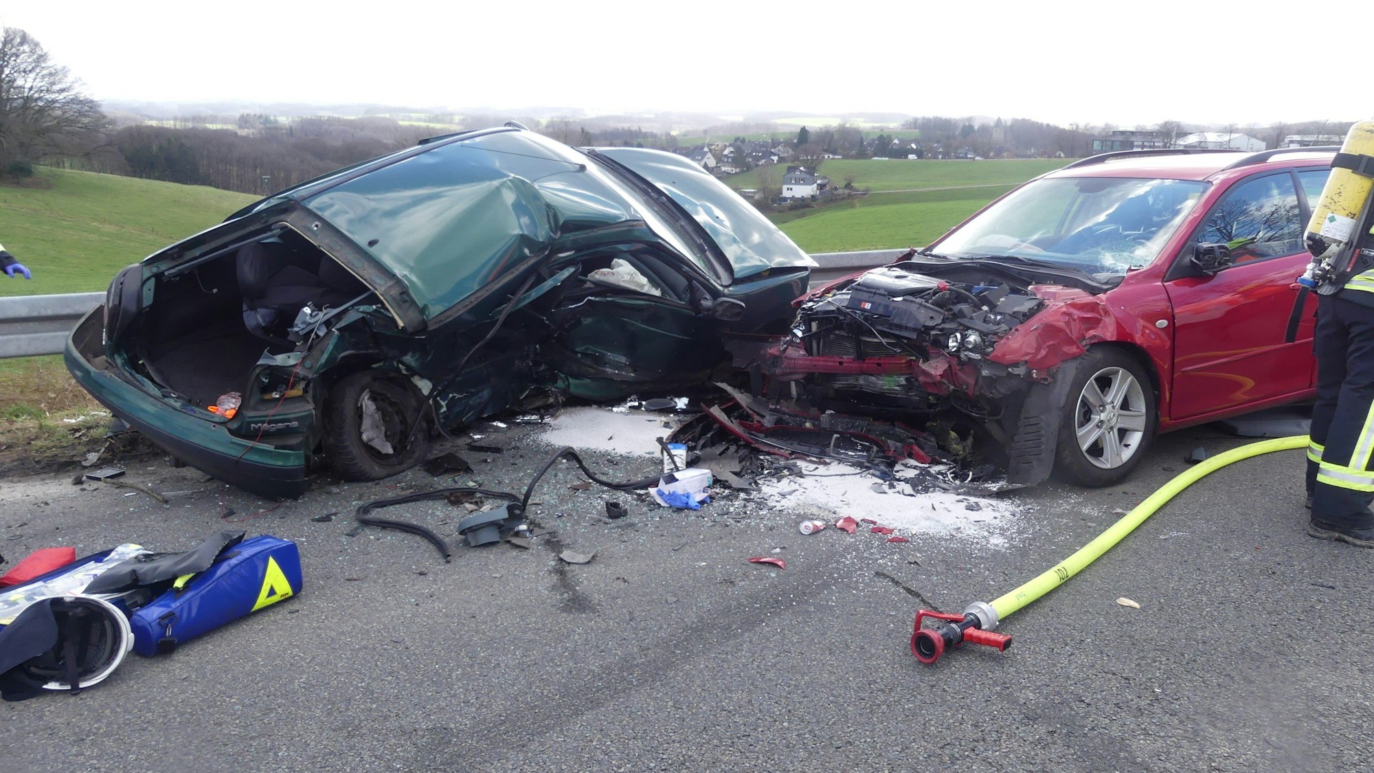Wipperfürth: Die Unfallstelle auf der B506 im Oberbergischen Kreis.