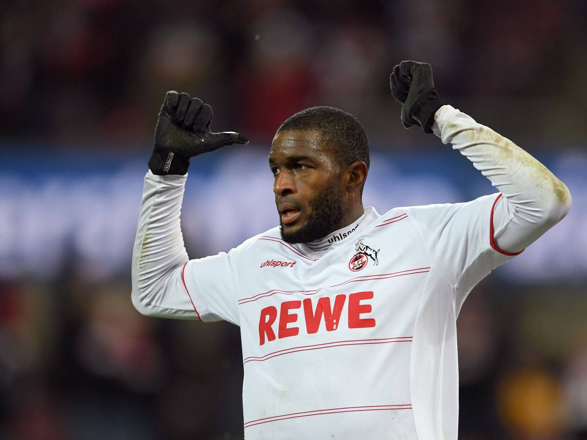 Anthony Modeste jubelt für den 1. FC Köln gegen Eintracht Frankfurt.