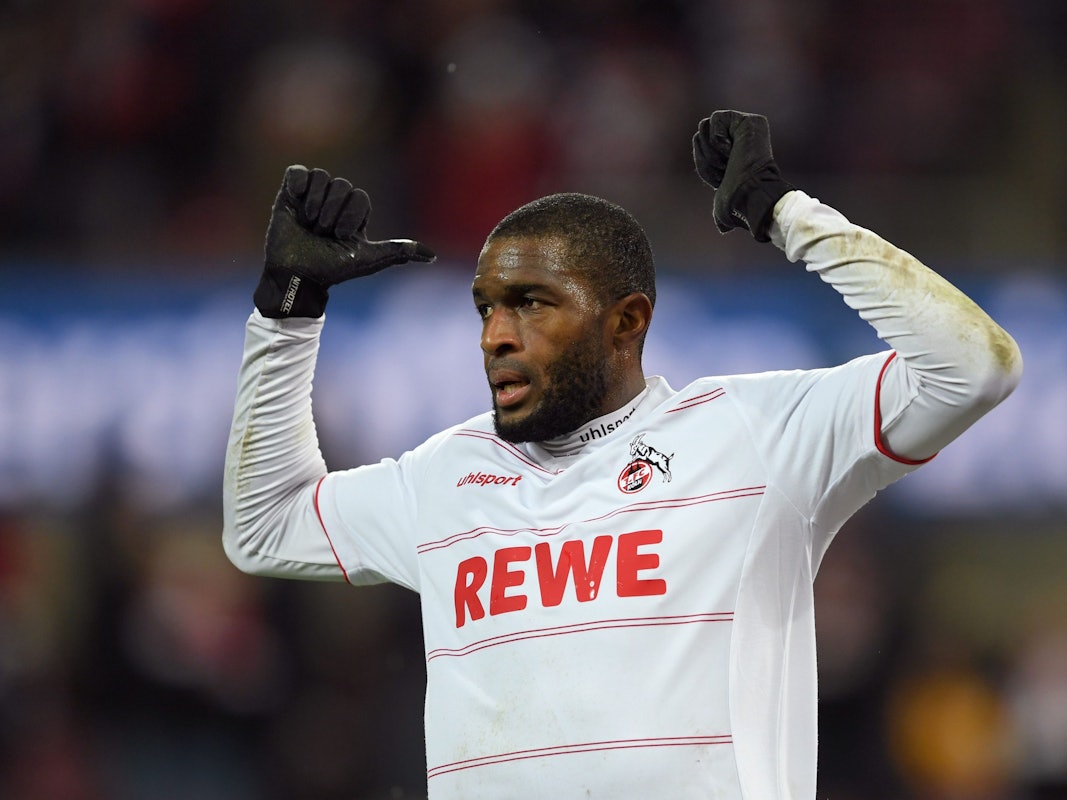 Anthony Modeste jubelt für den 1. FC Köln gegen Eintracht Frankfurt.