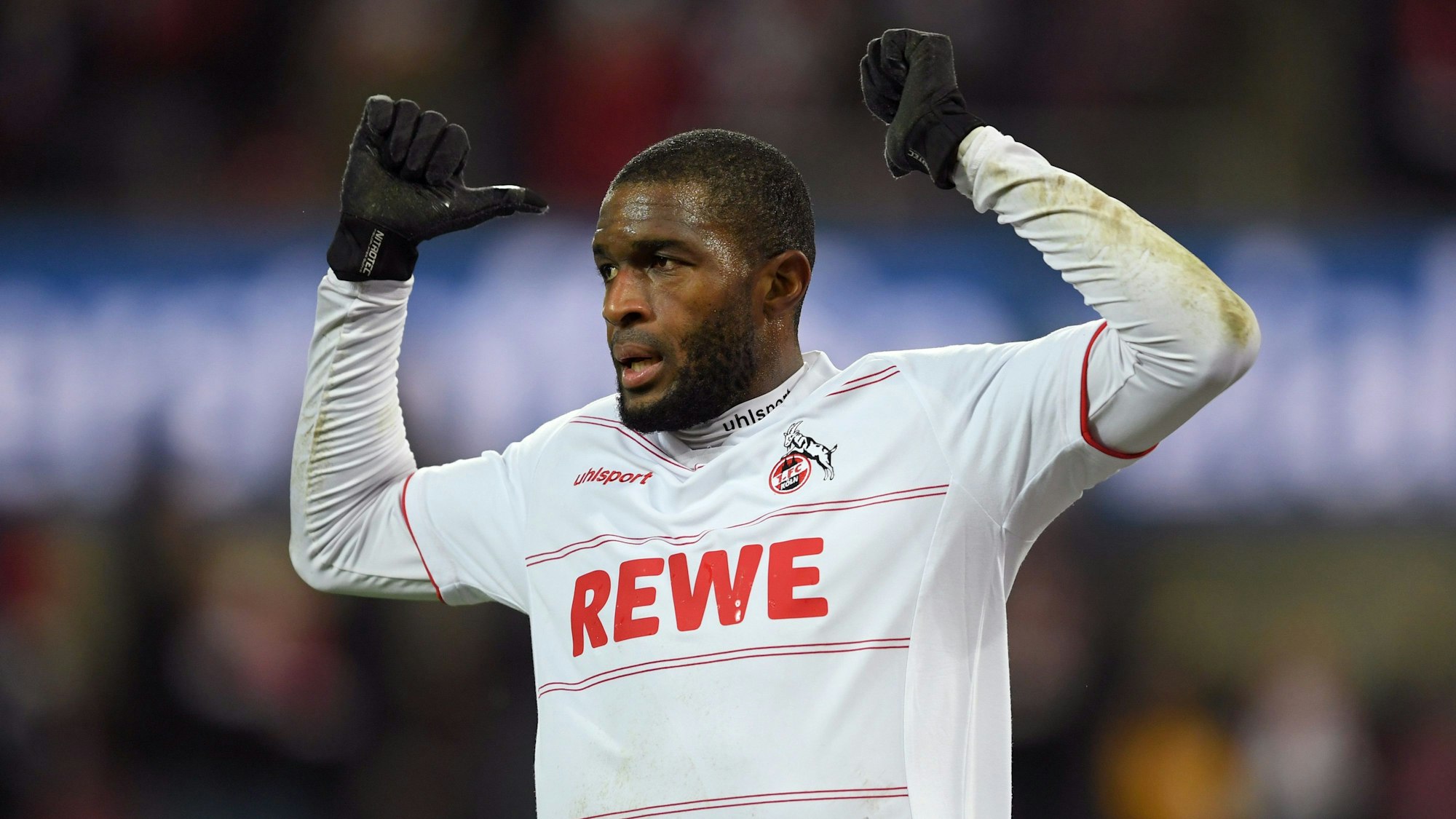 Anthony Modeste jubelt für den 1. FC Köln gegen Eintracht Frankfurt.